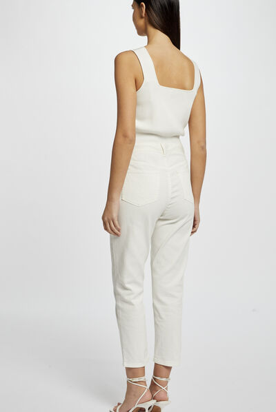 Top punto tirantes anchos crudo mujer