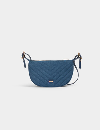 Bolso media luna acolchado denim stone mujer