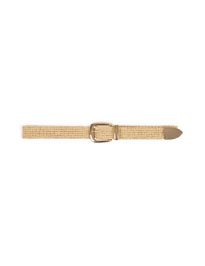 Cinturón trenzado beige mujer
