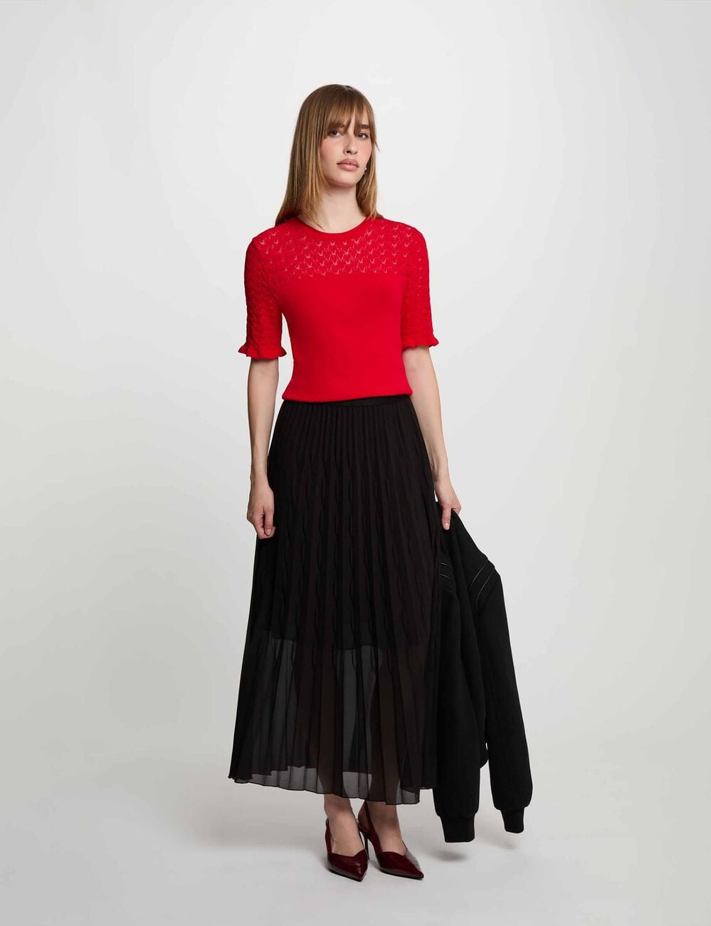 Jersey de mangas cortas rojo mujer