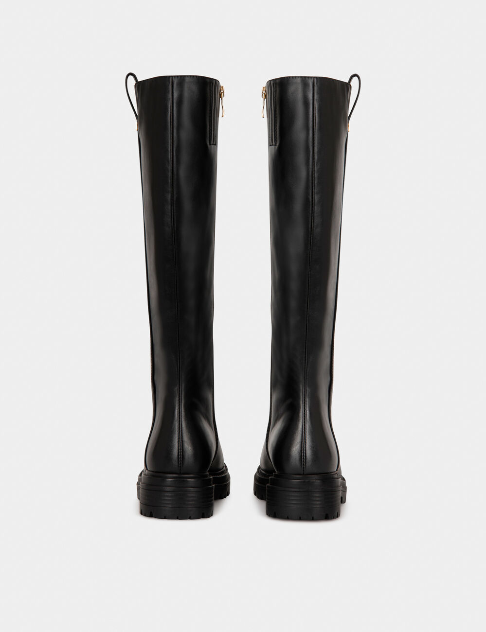 Botas planos con suela gruesa negro mujer