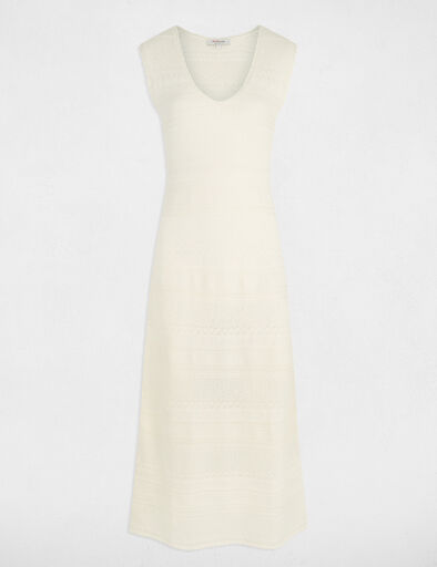 vestido punto largo ajustado marfil mujer Vestido punto largo ajustado marfil mujer