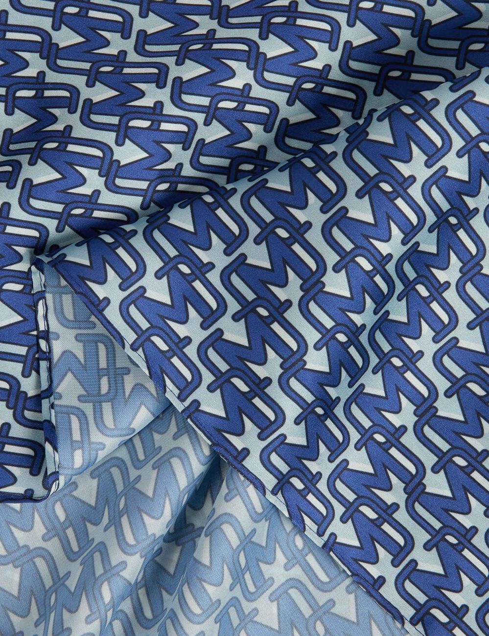 Fular de satén estampado azul mujer