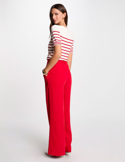 Pantalón pernera ancha rojo mujer