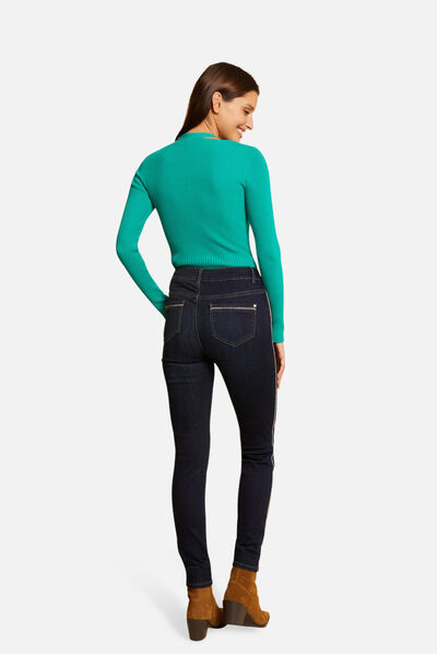Jersey manga larga con botones verde mujer