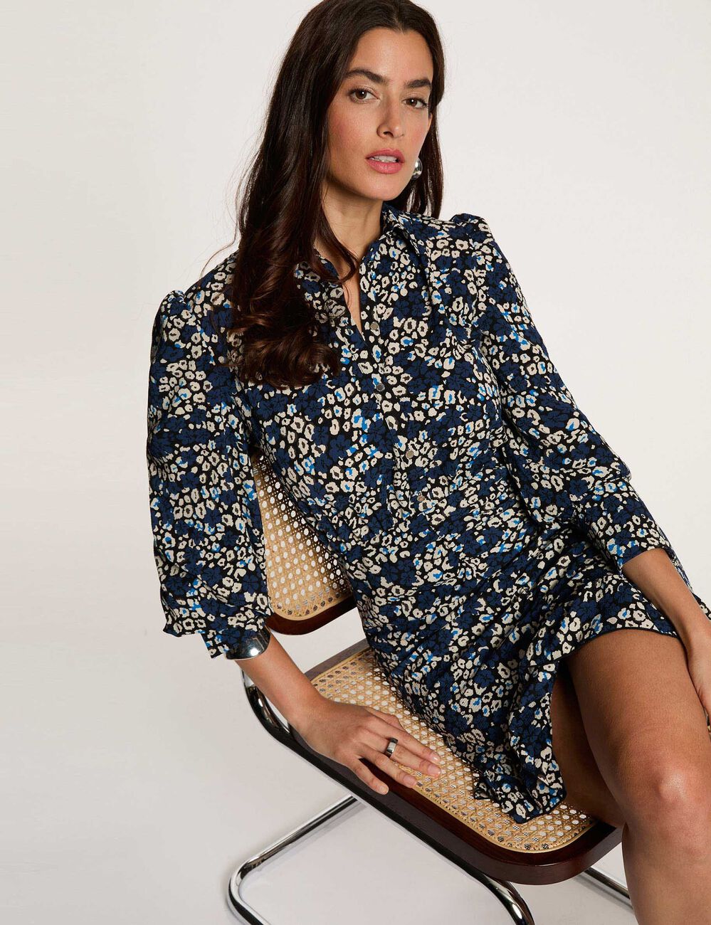 Vestido corto fluido multicolor mujer