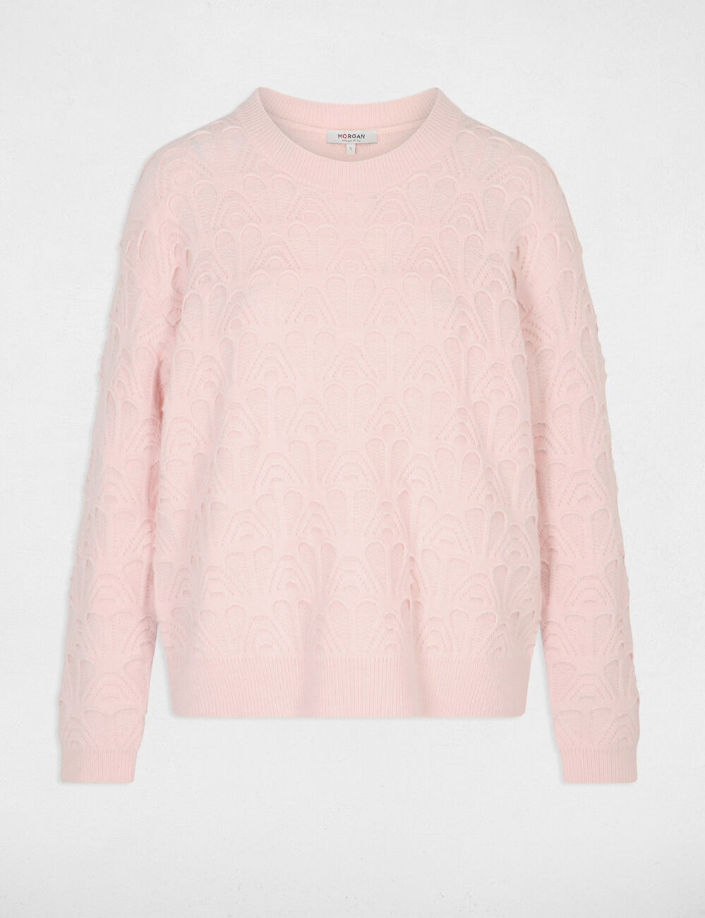 Jersey cuello redondo fantas&iacute;a rosa claro mujer