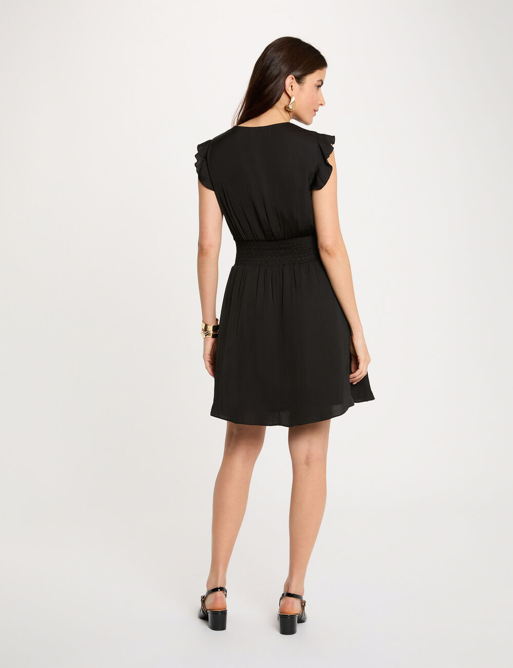Vestido corto holgado negro mujer