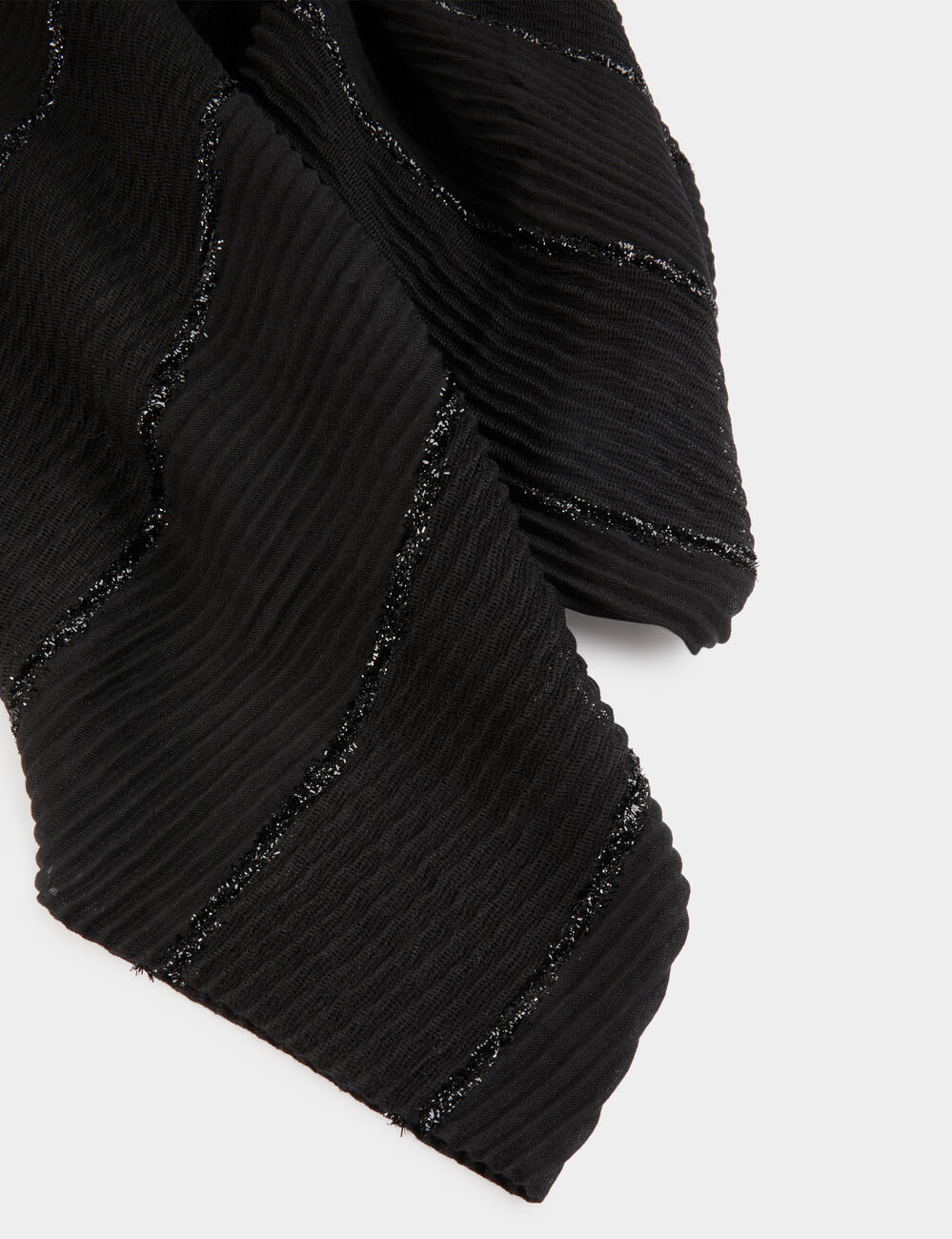Pa&ntilde;uelo plisado metalizado negro mujer