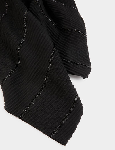 Pa&ntilde;uelo plisado metalizado negro mujer