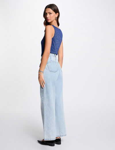 Top sin manga azul eléctrico mujer