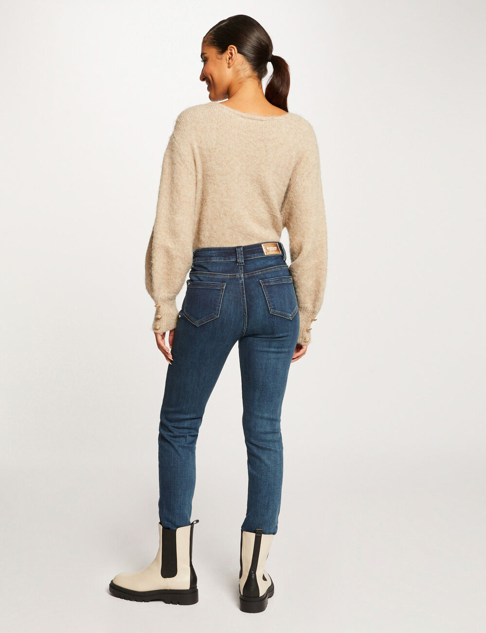 Vaquero slim talle alto vaquero stone mujer