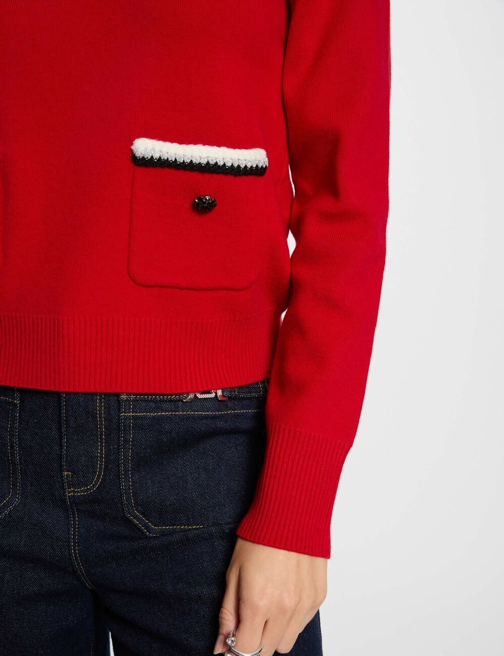 Jersey cuello redondo rojo mujer