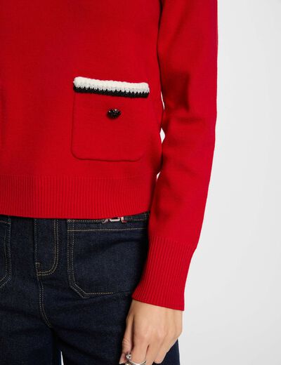 Jersey cuello redondo rojo mujer