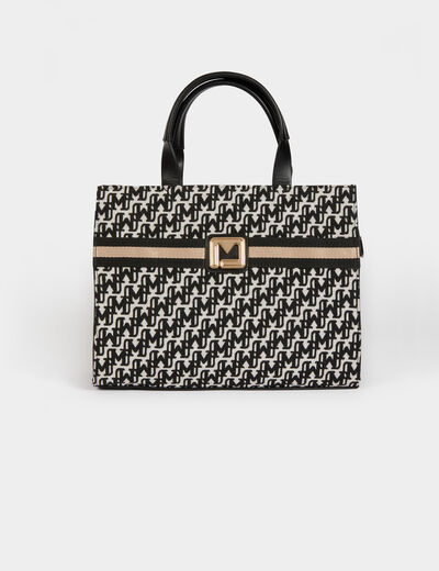 Bolso monogramado negro mujer