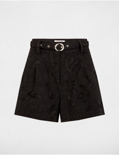 Short encaje talle alto negro mujer