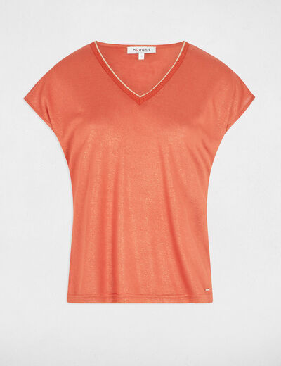 Camiseta de manga corta naranja oscuro mujer
