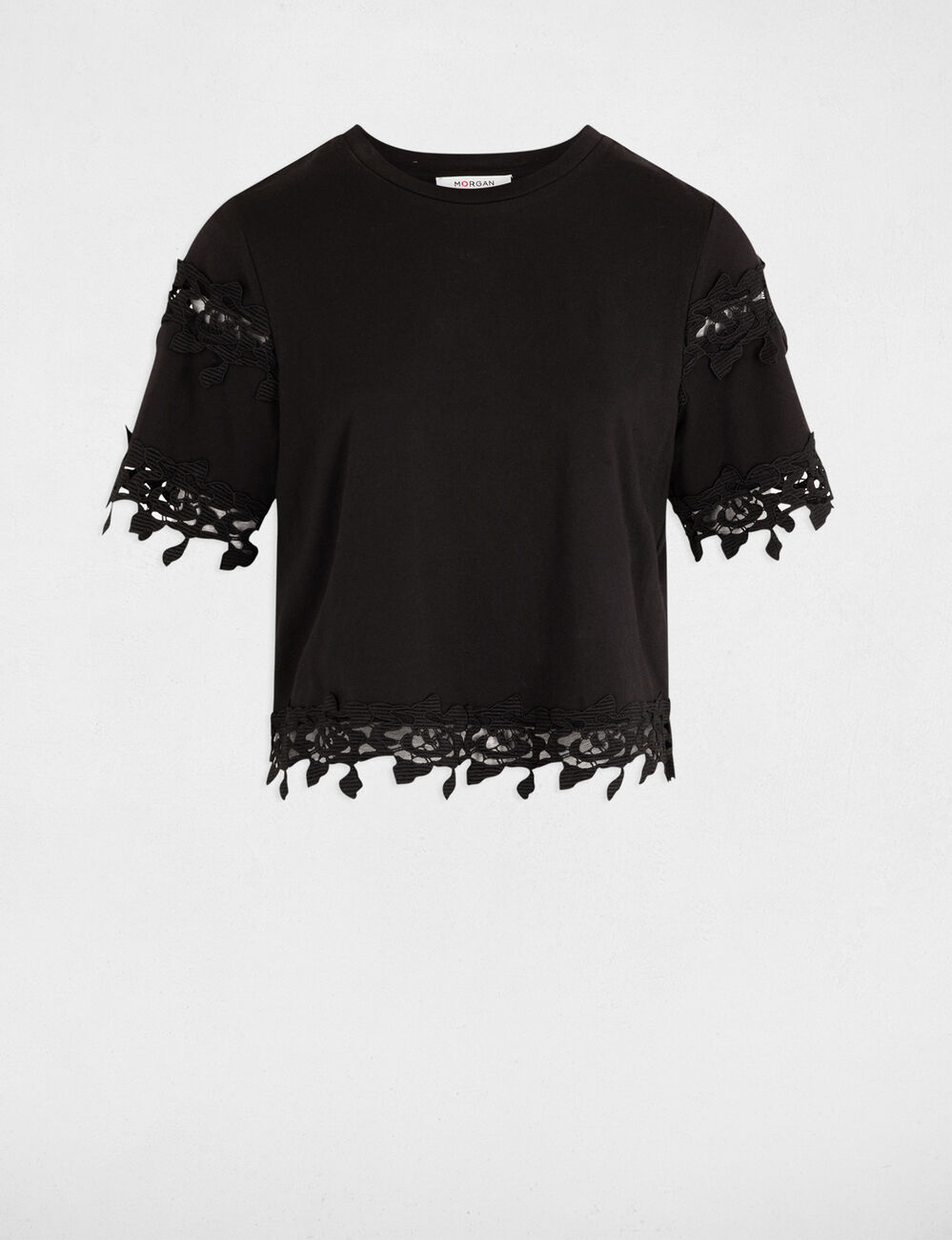 Camiseta de manga corta negro mujer