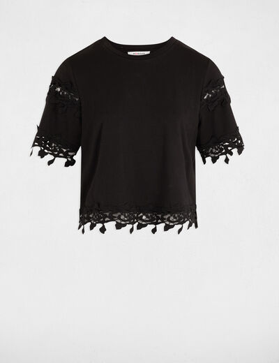 Camiseta de manga corta negro mujer