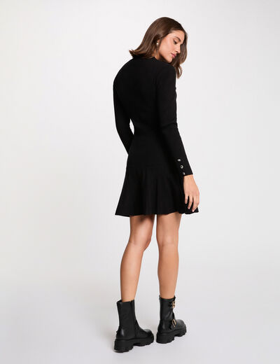 Vestido de punto corto negro mujer