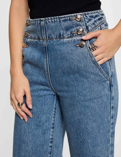 Vaquero boot-cut talle alto denim doble stone mujer