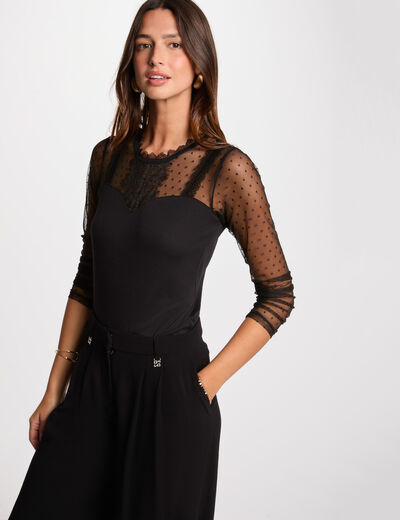 Camiseta manga larga negro mujer