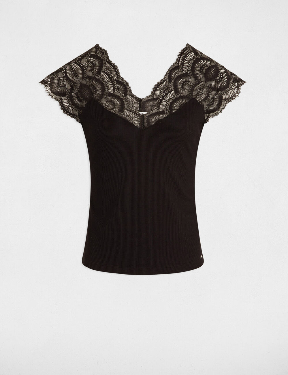 Camiseta manga corta negro mujer