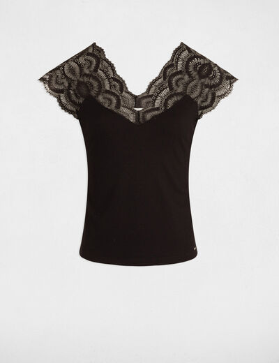 Camiseta manga corta negro mujer