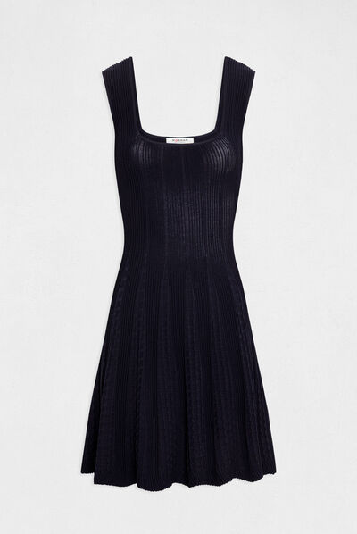 Vestido de punto de patinadora tirantes marino mujer