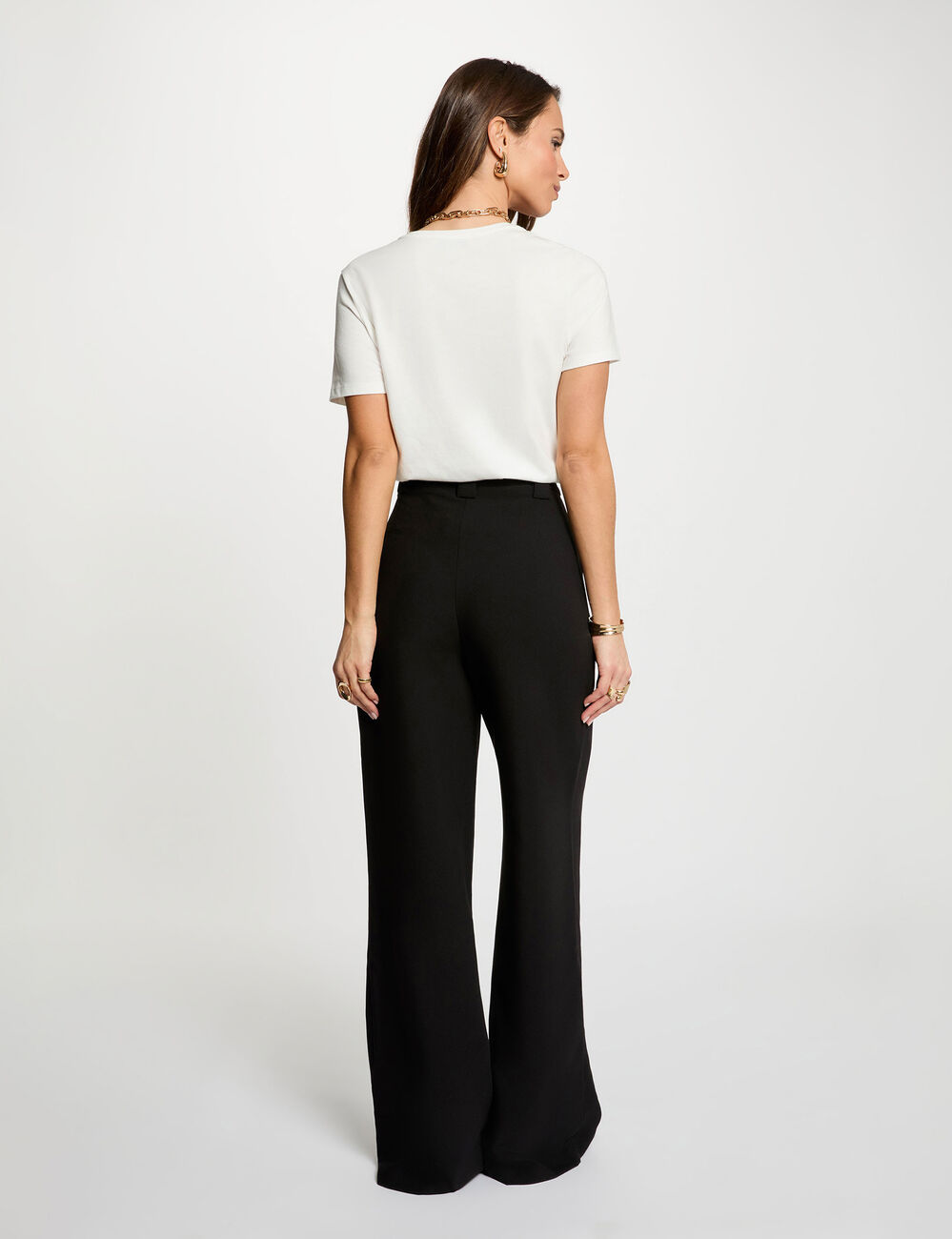 Camiseta bordada con lentejuelas blanco mujer