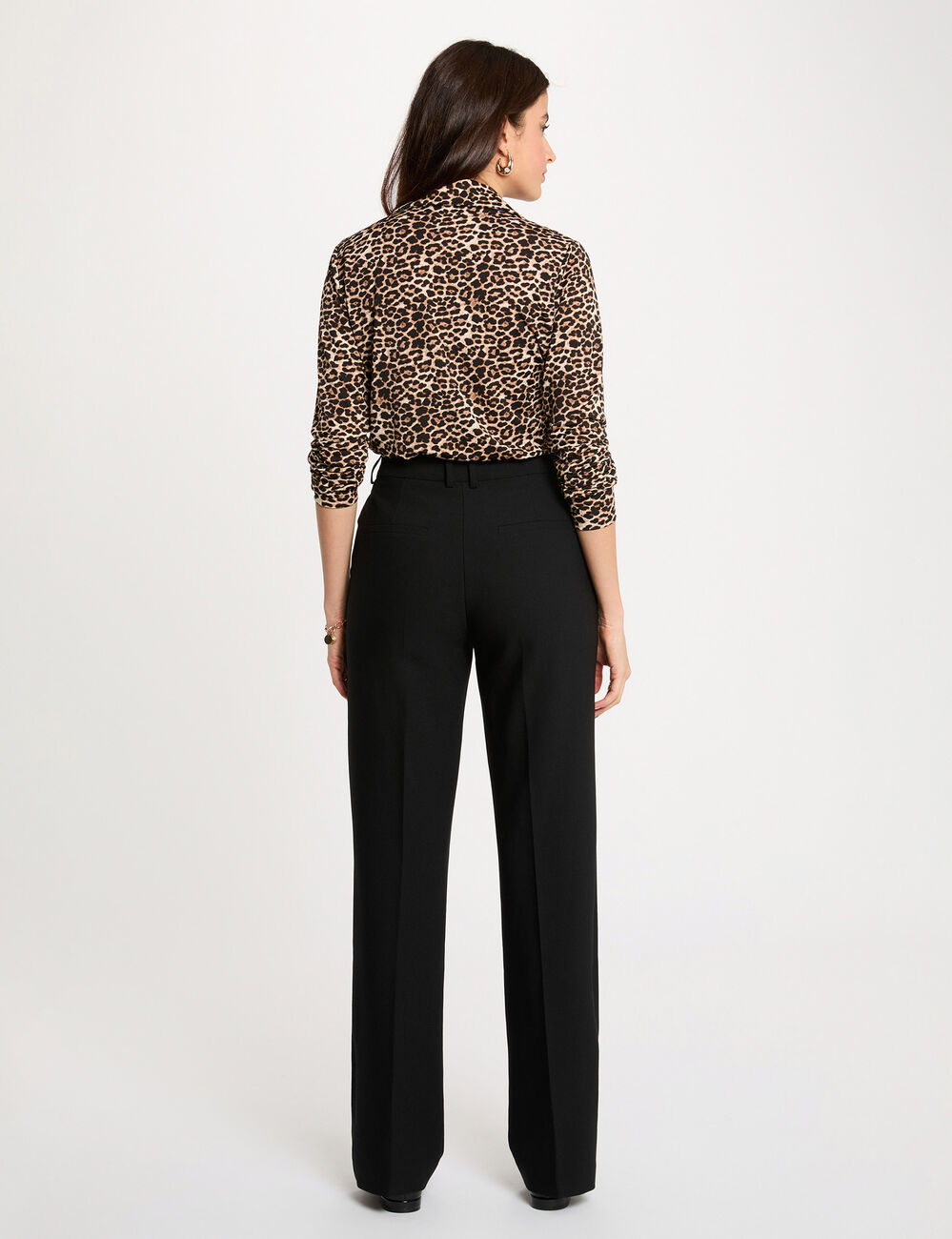 Camisa recta con cuello vuelto multicolor mujer