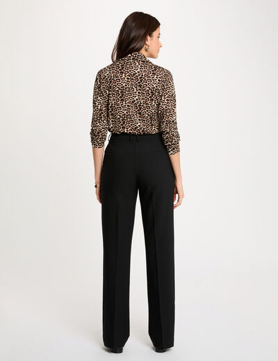 Camisa recta con cuello vuelto multicolor mujer