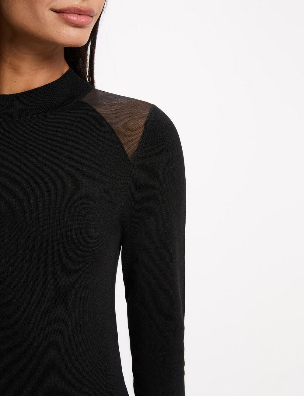 Body con hombro transparente negro mujer