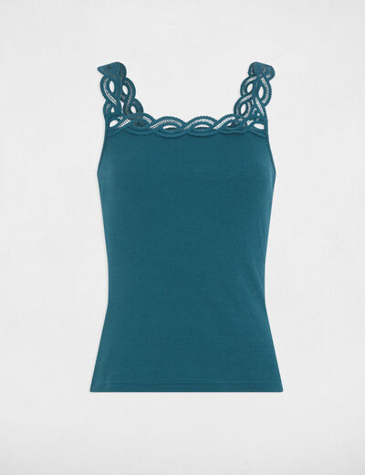 Top tirantes anchos azul petróleo mujer