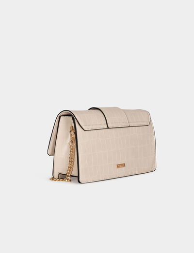 Bolso satchel efecto cocodrilo marfil mujer
