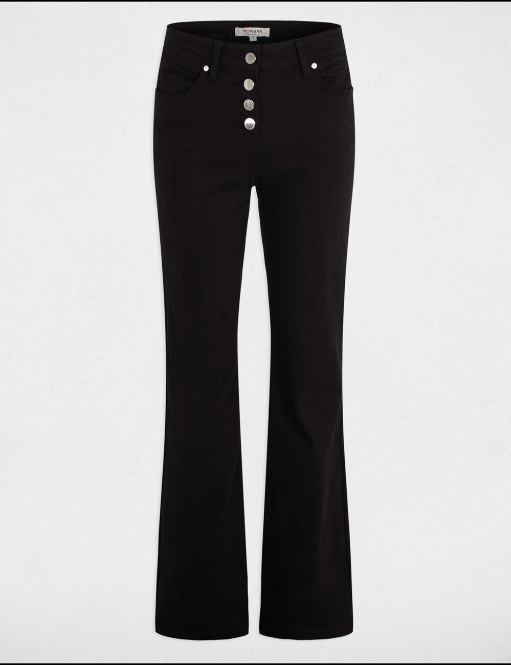 Pantalón boot-cut abotonado negro mujer