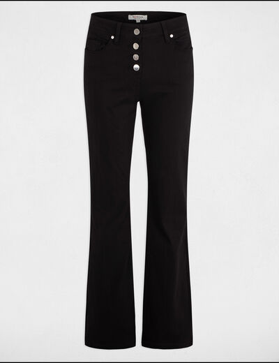 Pantalón boot-cut abotonado negro mujer