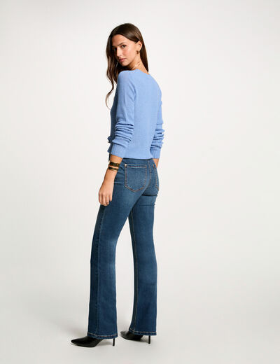 Vaquero boot-cut con flecos denim stone mujer