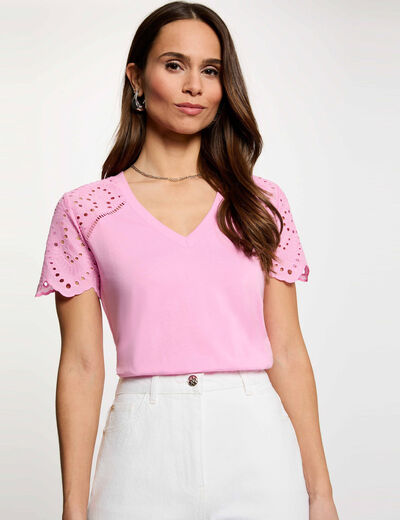 Camiseta manga corta rosa mujer