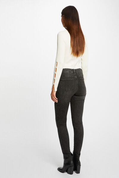 Vaquero skinny con adornos de metal gris moyen mujer