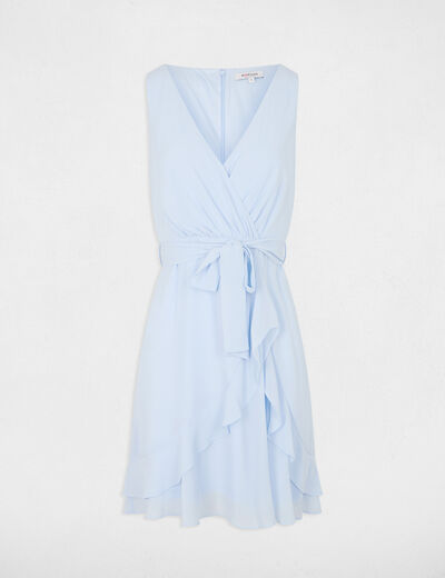 Vestido corto cruzado azul cielo mujer