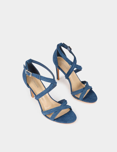 Sandalias de vaquero con tacón denim crudo mujer