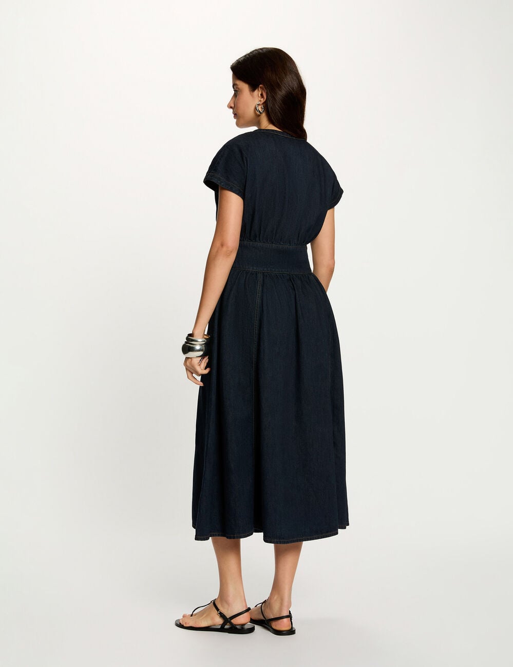 Vestido midi de mezclilla azul mujer