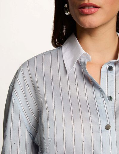 Camisa oversize de rayas multicolor mujer