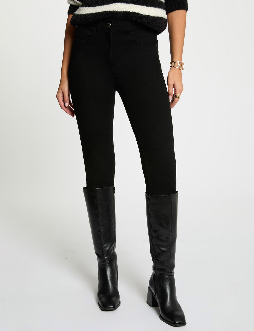 Vaqueros skinny de tiro alto denim negro mujer
