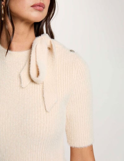 Jersey de cuello alto beige mujer