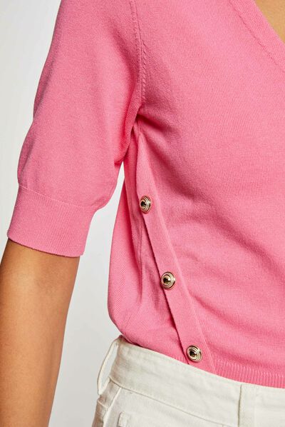 Jersey manga 3/4 con botones rosa mujer