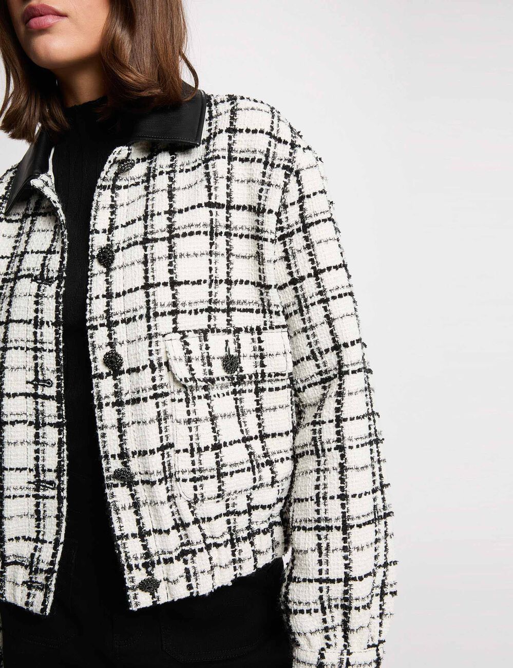 Chaqueta oversize de tweed multicolor mujer