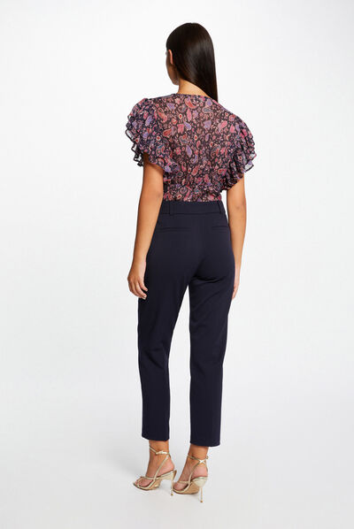 Pantalón de traje ajustado estilo corto marino mujer