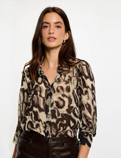 Camisa de gasa estampada multicolor mujer